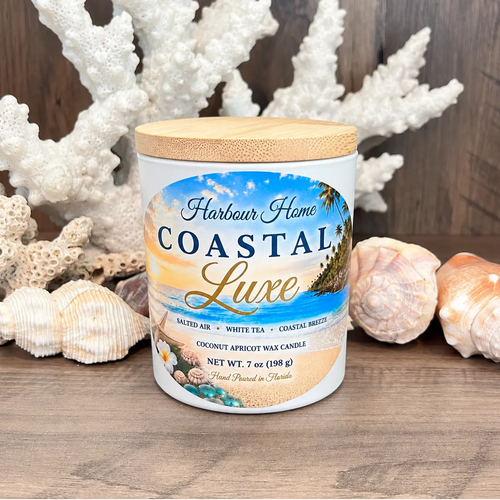 Coastal Luxe Candle – Sea Spray, Bergamot & White Tea | 7 oz Harbour Home Gifts