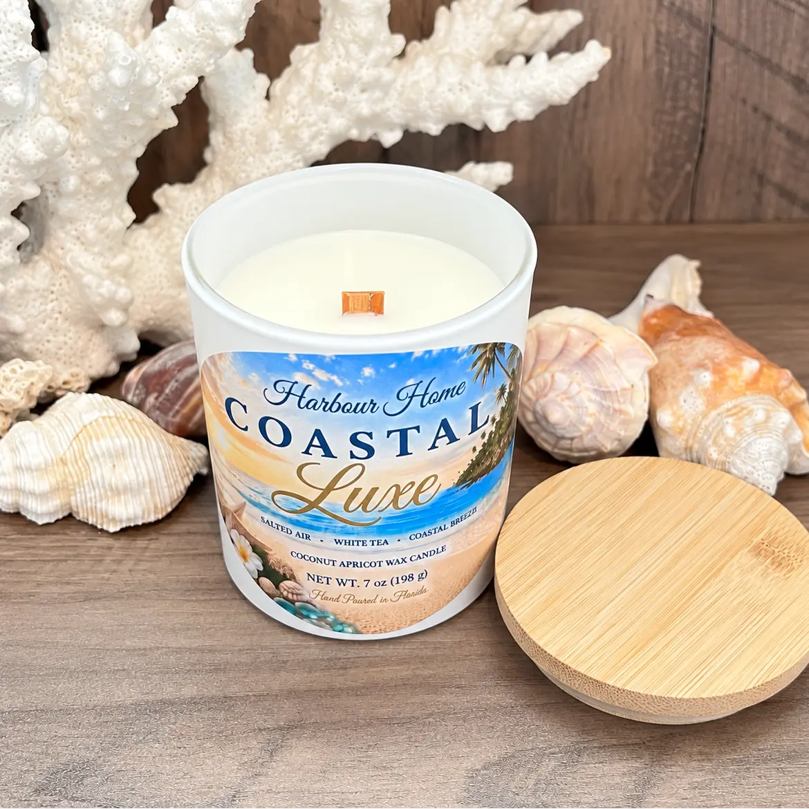 Coastal Luxe Candle – Sea Spray, Bergamot & White Tea | 7 oz Harbour Home Gifts
