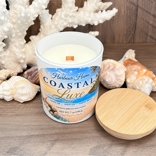 Coastal Luxe Candle – Sea Spray, Bergamot & White Tea | 7 oz Harbour Home Gifts
