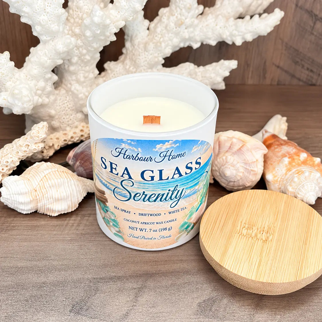 Sea Glass Serenity Candle – Clean Ocean Breeze | 7 oz Harbour Home Gifts