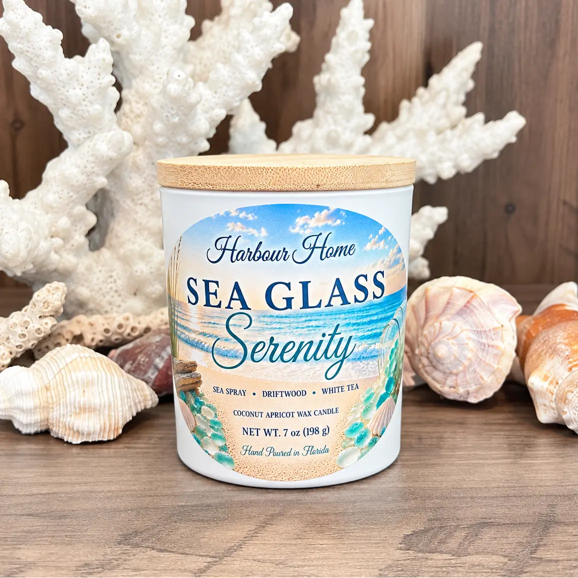 Sea Glass Serenity Candle – Clean Ocean Breeze | 7 oz Harbour Home Gifts