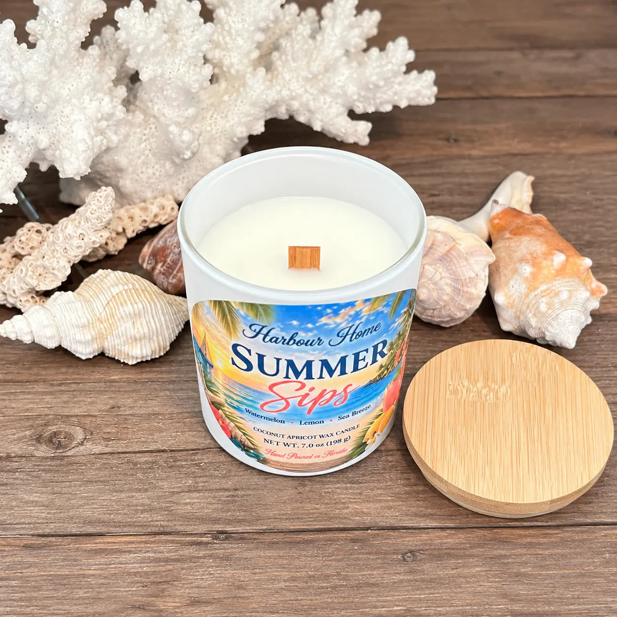 Summer Sips Candle – Watermelon, Lemon & Sea Breeze | 7 oz Harbour Home Gifts
