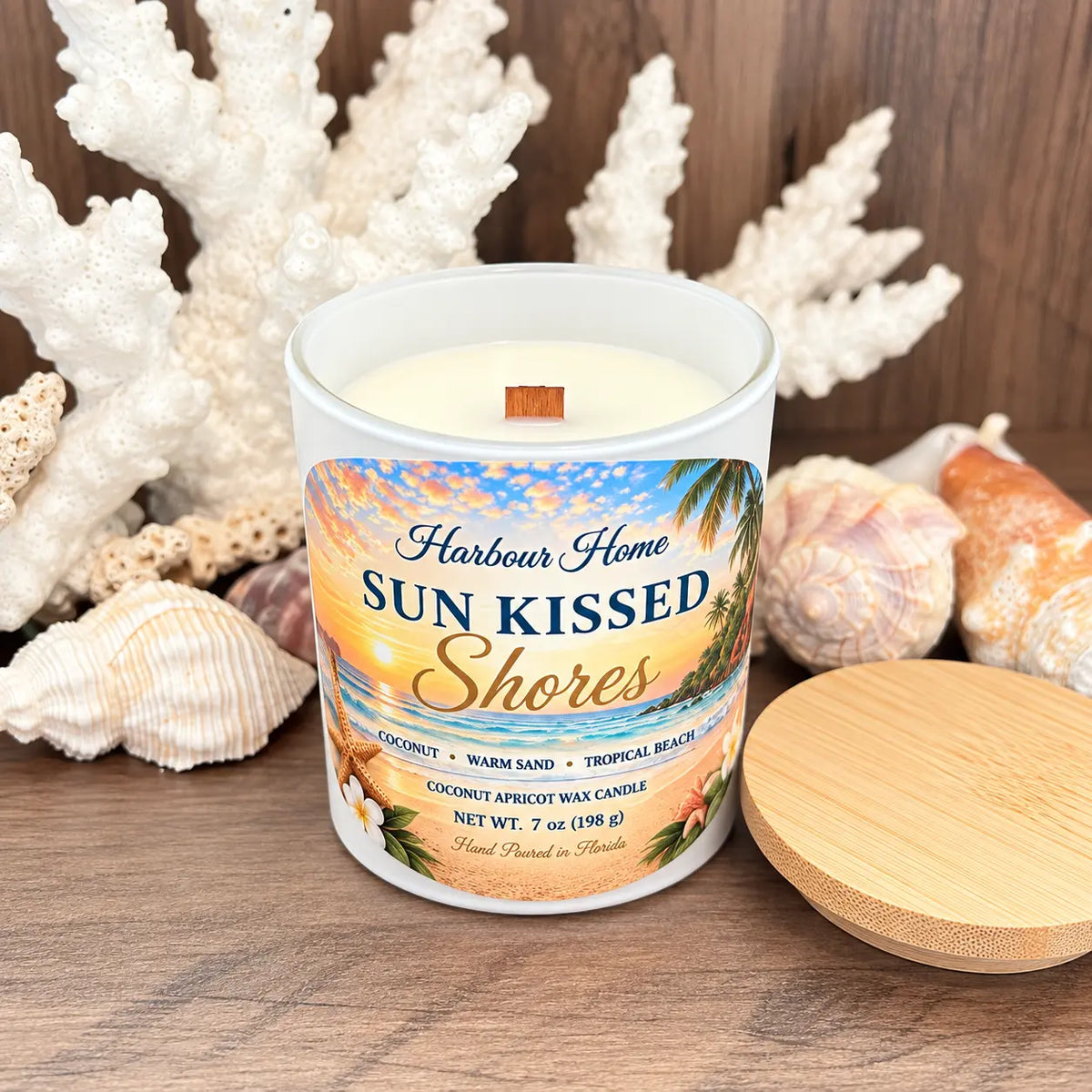 Sun Kissed Shores Candle – Coconut, Vanilla & Warm Sand | 7 oz Harbour Home Gifts